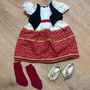 American Girl Josefina doll's dress, vest, socks, and shoes outfit
